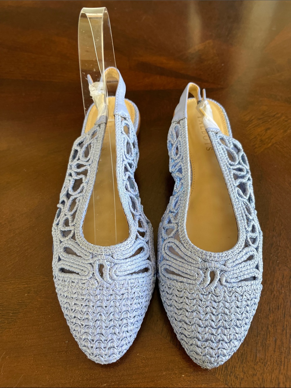 Talbots Light Blue Crochet Slingback Flats